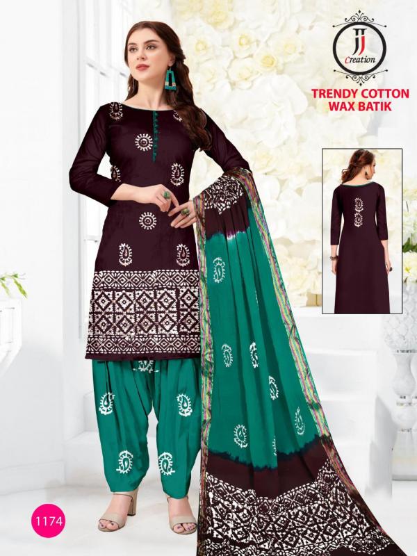 JJ Trendy Cotton Wax Battik Designer Patiyala Dress Material